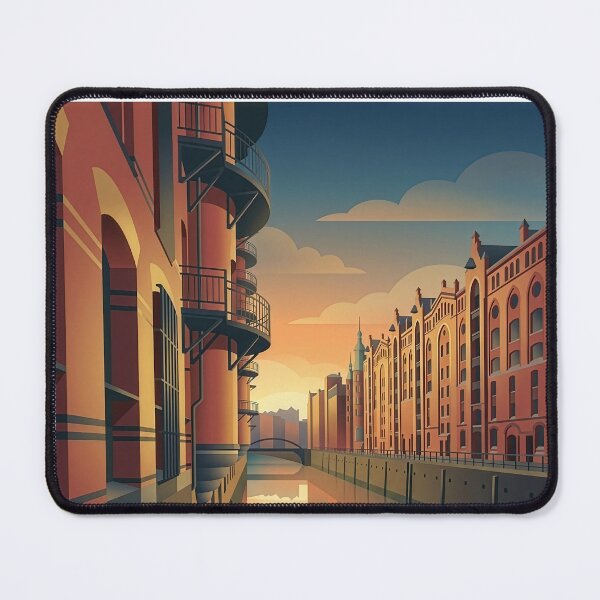 Item preview, Hamburg Speicherstadt travel poster illustration designed and sold by NorthlightStudio.