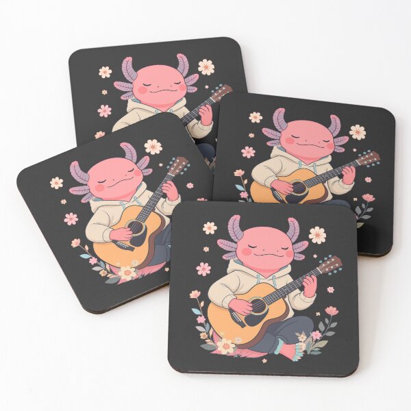 Item preview, Cool Axolotl Playing Guitar with Flowers – Calm Artistic Illustration designed and sold by ColorSplash123.