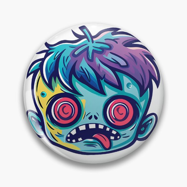 Item preview, Cute Psychedelic Zombie Head Cartoon - Colorful Spiral Eyes Kawaii Undead Art Print designed and sold by DesignArtist.ia.