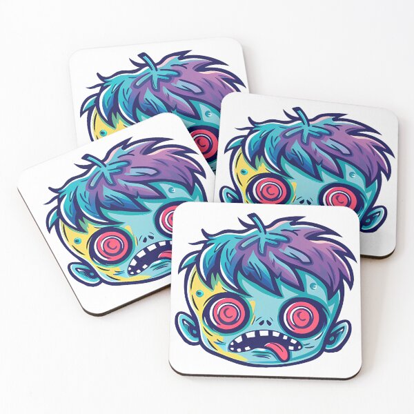Item preview, Cute Psychedelic Zombie Head Cartoon - Colorful Spiral Eyes Kawaii Undead Art Print designed and sold by DesignArtist.ia.