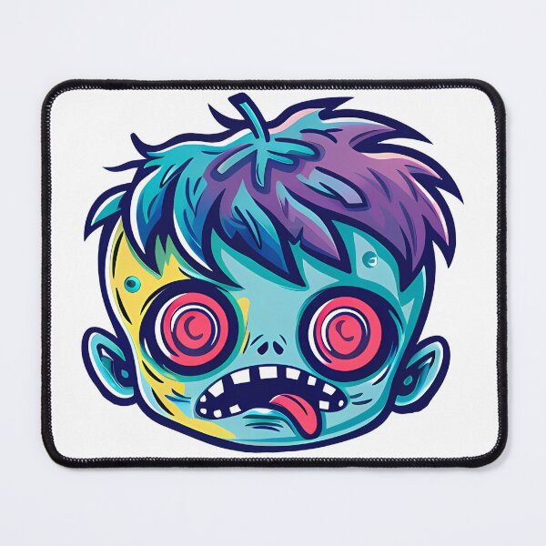 Item preview, Cute Psychedelic Zombie Head Cartoon - Colorful Spiral Eyes Kawaii Undead Art Print designed and sold by DesignArtist.ia.