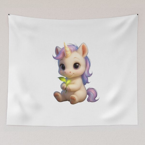 Item preview, Magical Baby Unicorn Holding Leaf – Fantasy Nursery Wall Art designed and sold by ParisFibre.