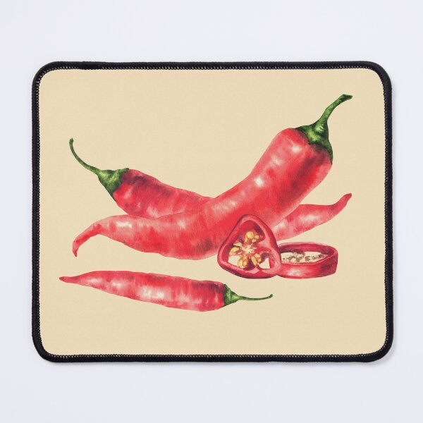 Item preview, Watercolor red hot chili pepper. Vegetable fresh pods, sliced and seeds. Food spices designed and sold by BartolArt.