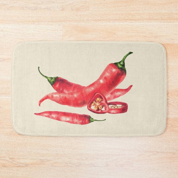 Item preview, Watercolor red hot chili pepper. Vegetable fresh pods, sliced and seeds. Food spices designed and sold by BartolArt.