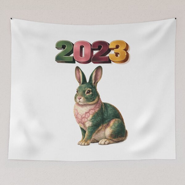 Item preview, 2023 Year of the Rabbit Eastern Zodiac Peace Luck Harmony Design designed and sold by AlexLineArt.