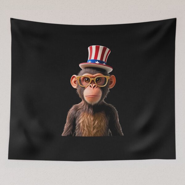 Item preview, "The Smartest Patriot: Patriotic Chimpanzee in Uncle Sam Hat"- Independence Day Vibes designed and sold by fantasy.world.