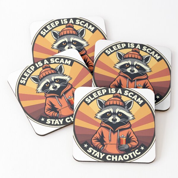 Item preview, Funny Raccoon Sticker - Sleep Is A Scam Stay Chaotic Sarcastic Quote - The Grumpy Pet Club designed and sold by The Grumpy Pet Club.