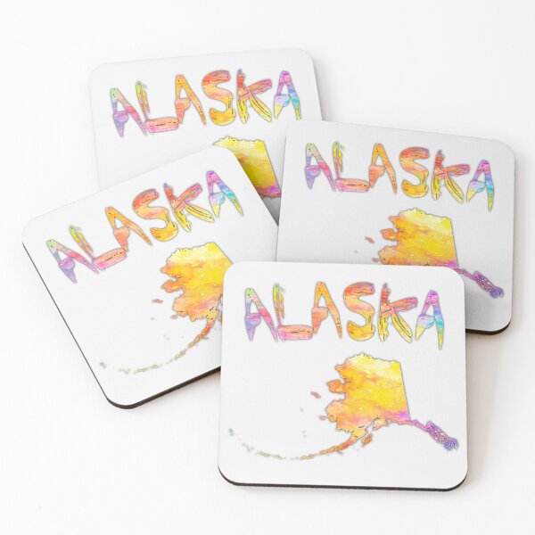 Item preview, Vibrant Alaska Watercolor State Map Art designed and sold by mashmosh.