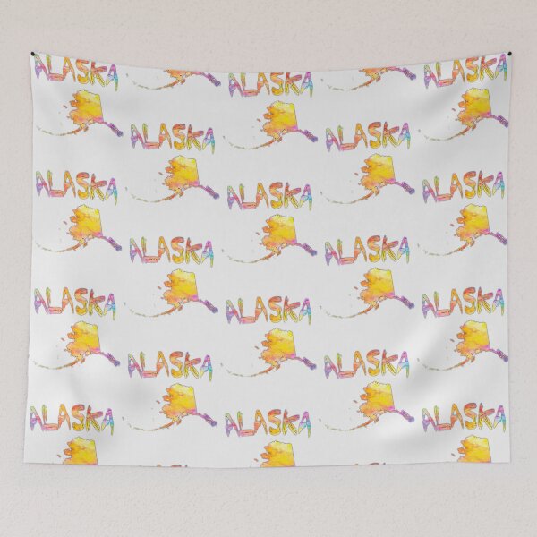 Item preview, Vibrant Alaska Watercolor State Map Art designed and sold by mashmosh.