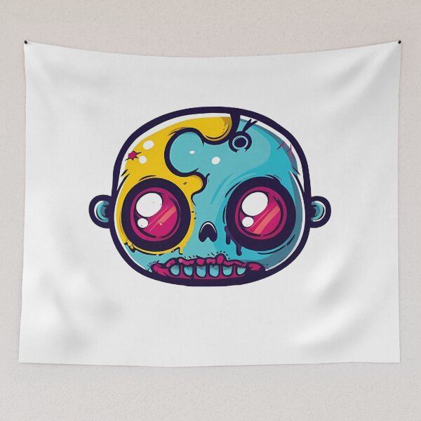 Item preview, Creepy Cute Melting Skull Baby Head - Colorful Kawaii Horror Cartoon Art Print designed and sold by DesignArtist.ia.