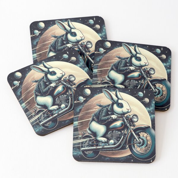 Item preview, Space Bunny Rider – Cosmic Motorcycle Adventure designed and sold by Dogandesighn.