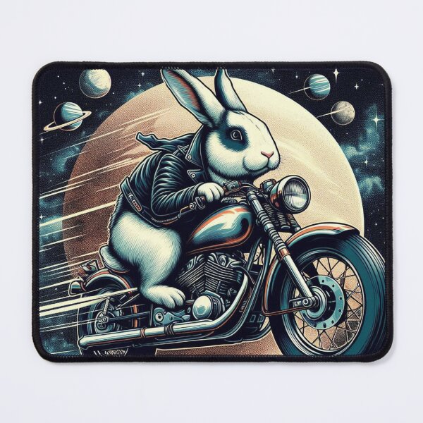 Item preview, Space Bunny Rider – Cosmic Motorcycle Adventure designed and sold by Dogandesighn.