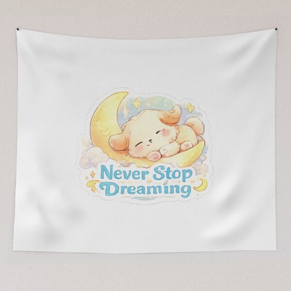 Item preview, Never Stop Dreaming – Cute Sleeping Puppy Moon Sticker designed and sold by AmRishi.