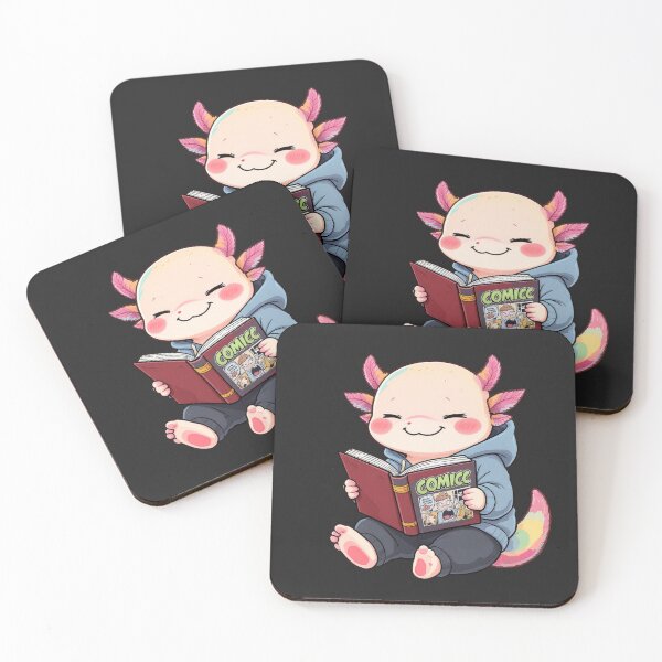 Item preview, Reading Comic Axolotl – Cozy Nerdy Illustration designed and sold by ColorSplash123.