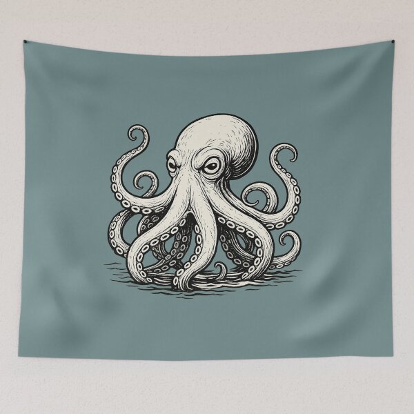 Item preview, Expressive Octopus in Japanese Contour Style designed and sold by SilentPowerArt.
