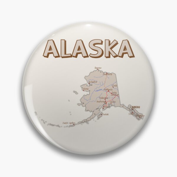Item preview, Alaska Map with Major Cities, Vintage Style Typography designed and sold by mashmosh.