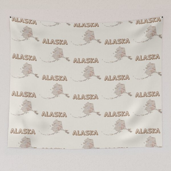 Item preview, Alaska Map with Major Cities, Vintage Style Typography designed and sold by mashmosh.