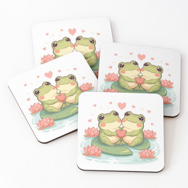 Item preview, Kawaii Frog Couple on Lily Pad designed and sold by PixelNest-Haven.