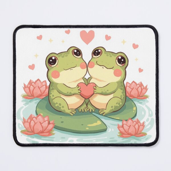 Item preview, Kawaii Frog Couple on Lily Pad designed and sold by PixelNest-Haven.