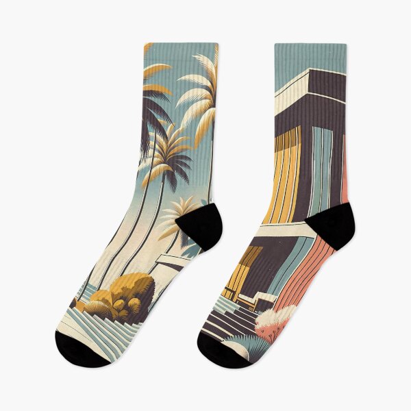 Item preview, Mid Century Modern Palm House by the Sea designed and sold by InkSmithery.