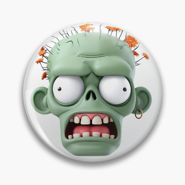 Item preview, Floral Zombie Head 3D Art - Green Undead Monster with Orange Flowers & Big Eyes Print designed and sold by DesignArtist.ia.