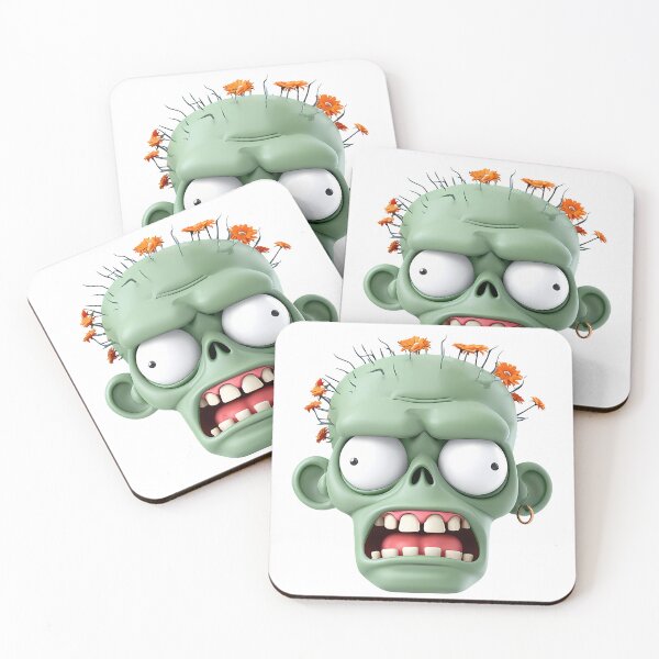 Item preview, Floral Zombie Head 3D Art - Green Undead Monster with Orange Flowers & Big Eyes Print designed and sold by DesignArtist.ia.