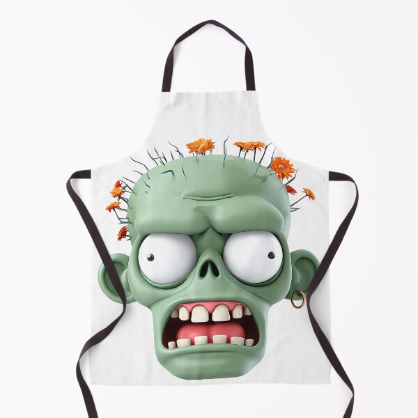 Item preview, Floral Zombie Head 3D Art - Green Undead Monster with Orange Flowers & Big Eyes Print designed and sold by DesignArtist.ia.