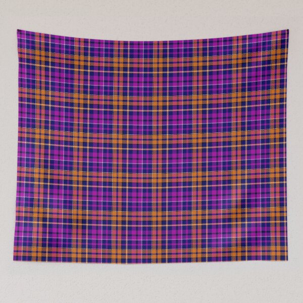 Item preview, Purple and Orange Tartan Plaid On Blue Background  designed and sold by PatternTitan.