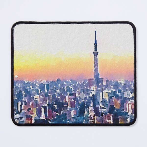 Item preview, Tokyo cityscape watercolor painting at sunset designed and sold by Genios123.