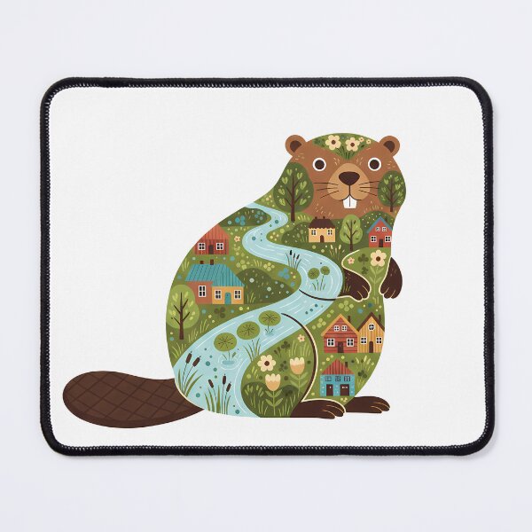 Item preview, Beaver Silhouette with Haga River Scene – Scandinavian Folk Art by heidiannemorris © designed and sold by FOLK ART FUSION by heidiannemorris.