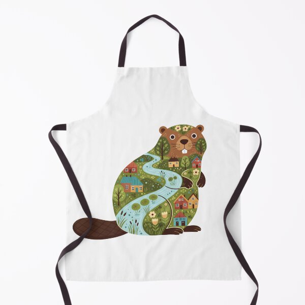 Item preview, Beaver Silhouette with Haga River Scene – Scandinavian Folk Art by heidiannemorris © designed and sold by FOLK ART FUSION by heidiannemorris.