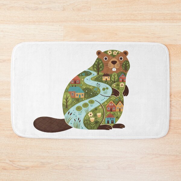Item preview, Beaver Silhouette with Haga River Scene – Scandinavian Folk Art by heidiannemorris © designed and sold by FOLK ART FUSION by heidiannemorris.