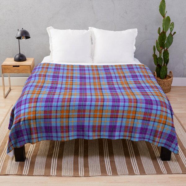 Item preview, Purple and Orange Tartan Plaid On Blue Background designed and sold by PatternTitan.