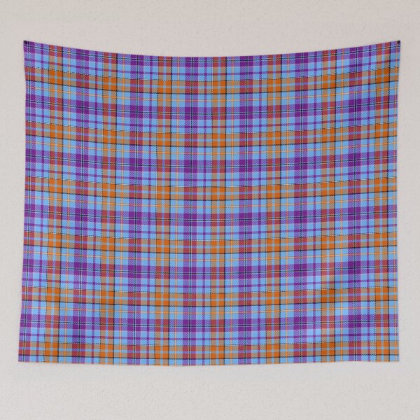 Item preview, Purple and Orange Tartan Plaid On Blue Background  designed and sold by PatternTitan.