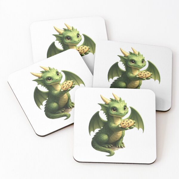 Item preview, Cute Green Dragon Offering a Chocolate Chip Cookie designed and sold by Hatchling Hollow.