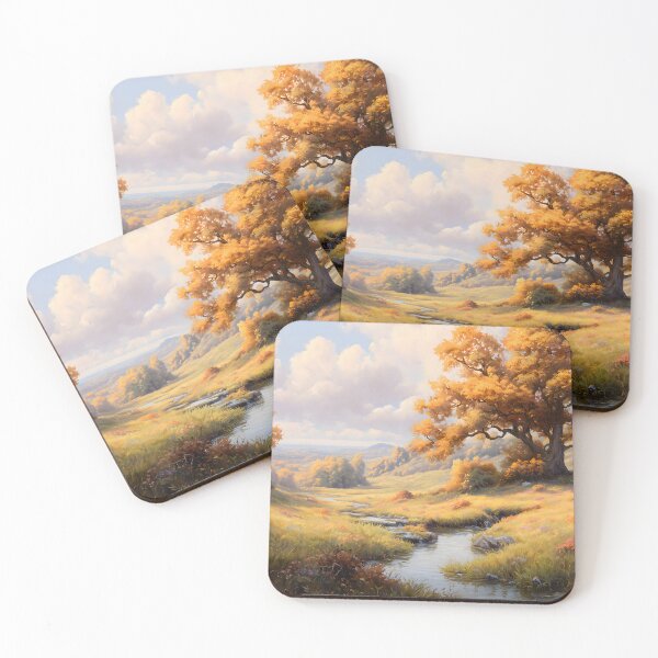 Item preview, Golden Autumn Valley | Serene Nature Landscape Art designed and sold by T-pocket.