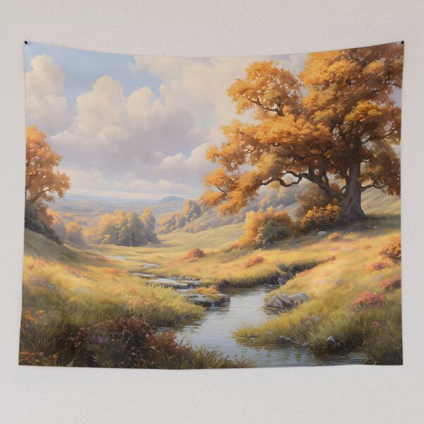 Item preview, Golden Autumn Valley | Serene Nature Landscape Art designed and sold by T-pocket.