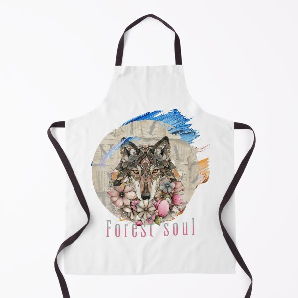 Item preview, Boho Wolf With Pastel Flowers and Paint Strokes designed and sold by Furr-n-Purr.