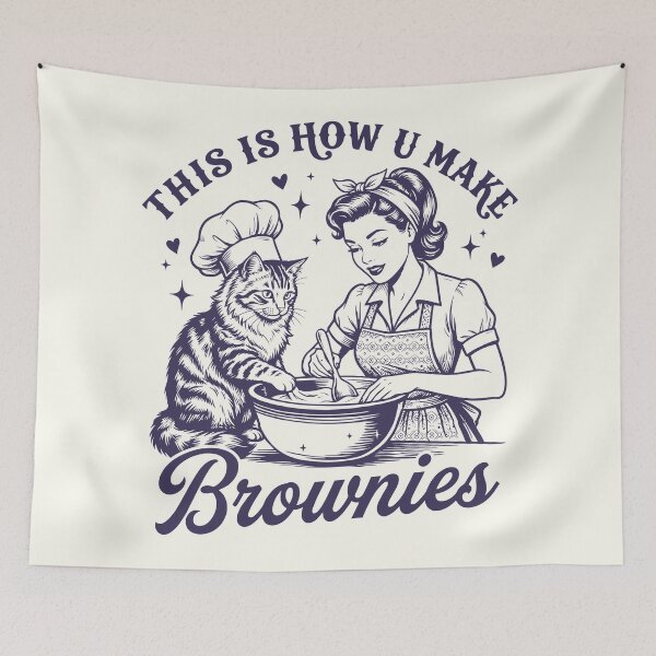 Item preview, This Is How U Make Brownies Retro Cat Mom  designed and sold by Y-Vibes.