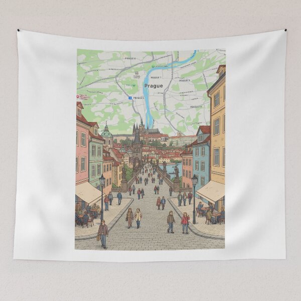 Item preview, Prague Print | Vintage Travel Poster Wall Art | Charles Bridge European City Decor designed and sold by shopcanva.