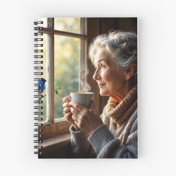 Item preview, Elderly Woman Gazing Out a Window Watching a Bluebird designed and sold by Maria Dryfhout.
