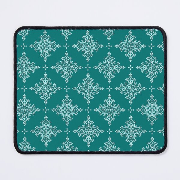 Item preview, Teal Moroccan Tile Medallion Seamless Pattern | White Floral Line Art designed and sold by ArtDesignRemix.
