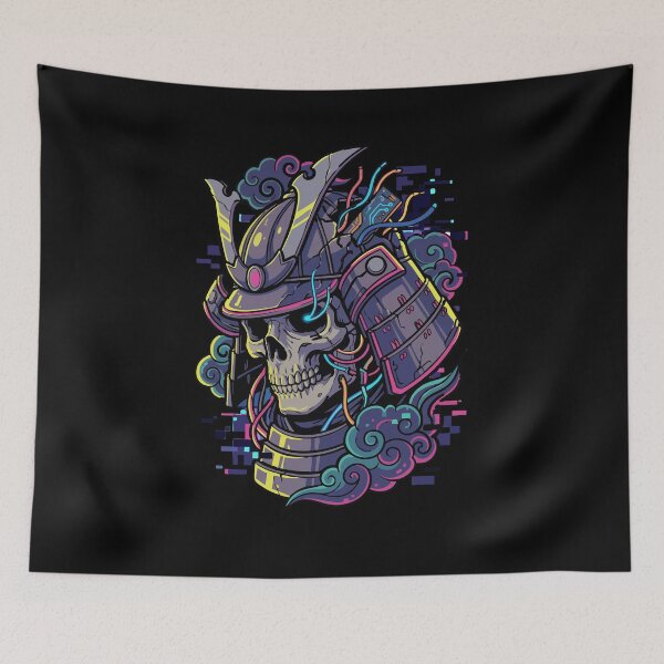 Item preview, Cyberpunk Samurai Skull with neon helmet vector designed and sold by Tong4130.