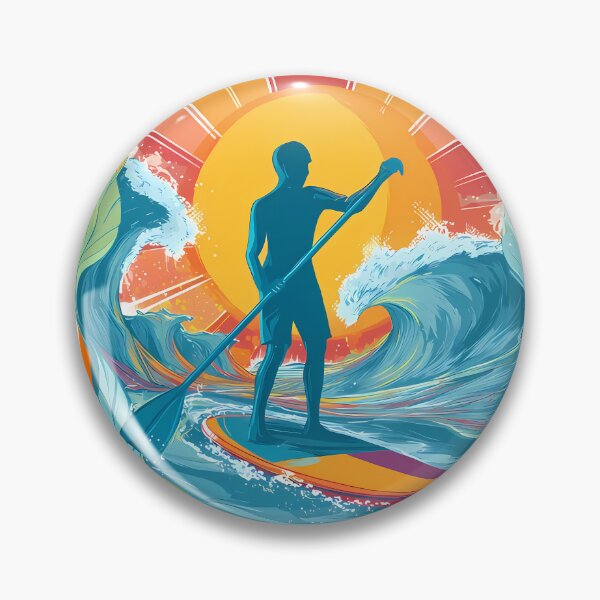 Item preview, Paddle in the sunset - shield shape design designed and sold by T-pocket.