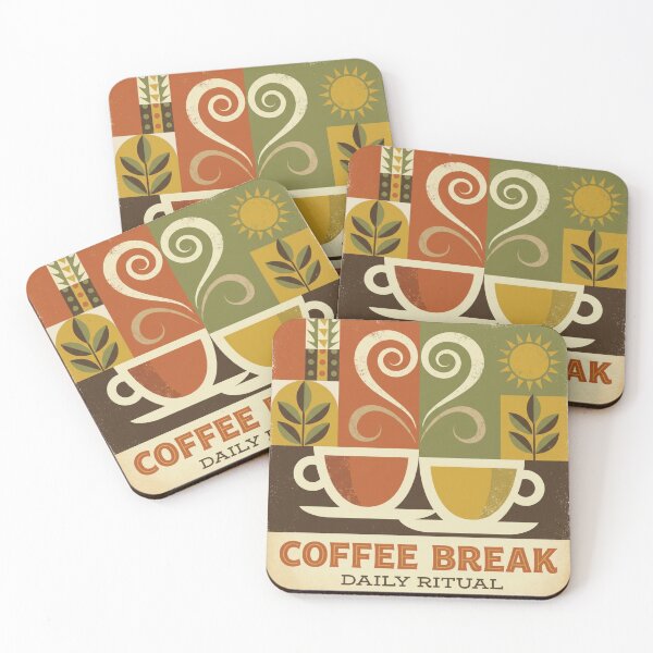 Item preview, Retro Coffee Break Daily Ritual Mid Century Modern Art designed and sold by HappySproutArt.