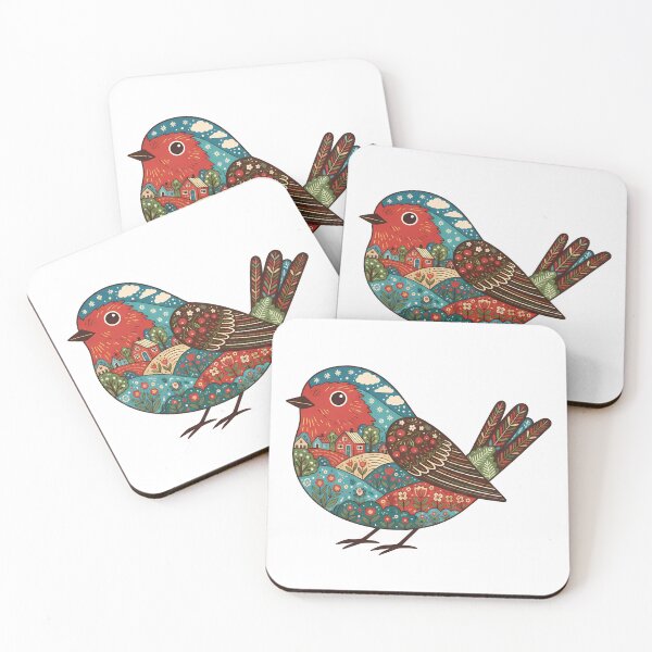 Item preview, Robin Silhouette with Christianshavn Townscape – Scandinavian Folk Art by heidiannemorris © designed and sold by FOLK ART FUSION by heidiannemorris.