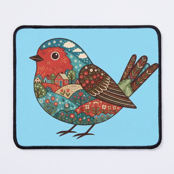 Item preview, Robin Silhouette with Christianshavn Townscape – Scandinavian Folk Art by heidiannemorris © designed and sold by FOLK ART FUSION by heidiannemorris.