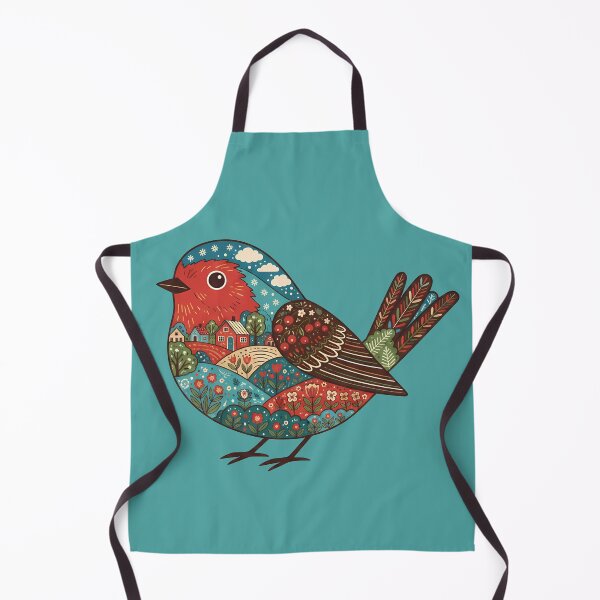 Item preview, Robin Silhouette with Christianshavn Townscape – Scandinavian Folk Art by heidiannemorris © designed and sold by FOLK ART FUSION by heidiannemorris.