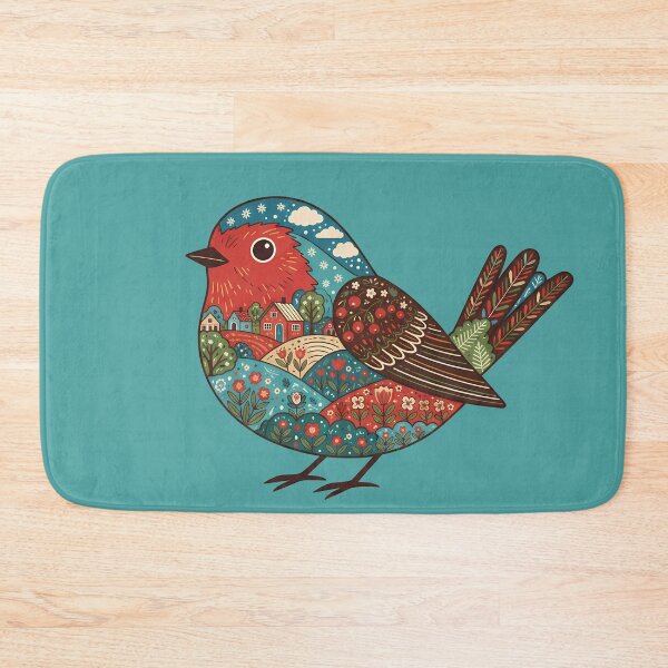 Item preview, Robin Silhouette with Christianshavn Townscape – Scandinavian Folk Art by heidiannemorris © designed and sold by FOLK ART FUSION by heidiannemorris.