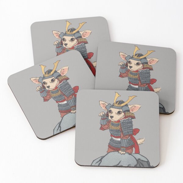 Item preview, Pocket-Sized Ronin - Chihuahua Woodcut Art designed and sold by UkiyoPets.